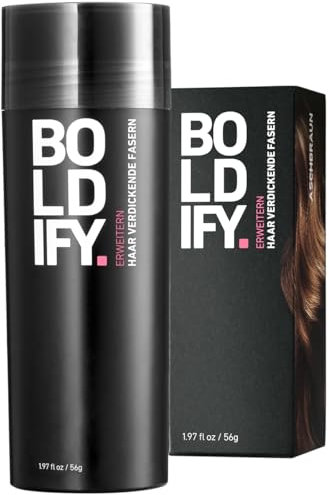 BOLDIFY Streuhaar für Dünner Werdendes Haar (Aschbraun), Unsichtbar, Natürlich, Große Flasche, 56g, Kaschiert Haarausfall in 15 Sek, Haarverdichtung, Haarpuder für Feines Haar, Frauen/Männer