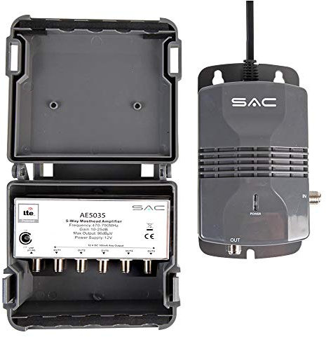 5 Way LTE Masthead AMP + PSU KIT | Aerial/Satellite AMPLIFIERS/Distribution Aerial Satellite Equipment, 1 X Qty - AE5035