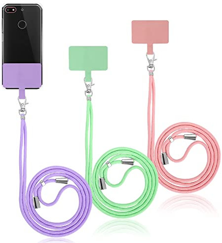 cobee 3Sets Phone Lanyard Neck Strap and Durable Pads,Universal Phone Lanyards for Around the Neck, Lady Adjustable Nylon Crossbody Phone Neckstrap Compatible with Most Smartphone