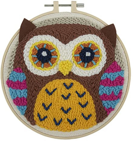 Trimits Punch-Needle-Set mit dickem Garn und Stickrahmen, 20 cm (8 Zoll) - Eule