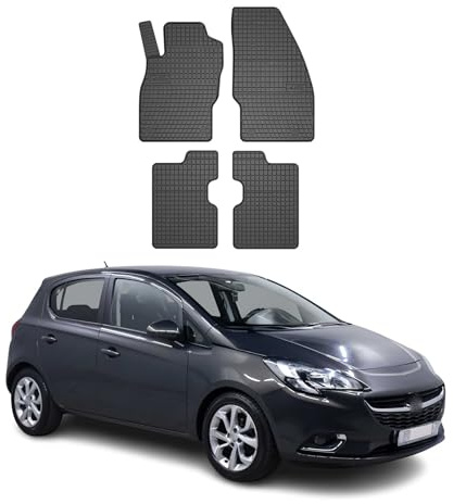 OMAC Gummi Fußmatten kompatibel mit Opel Corsa 2014-2019 Automatten Gummi Schwarz 4tlg