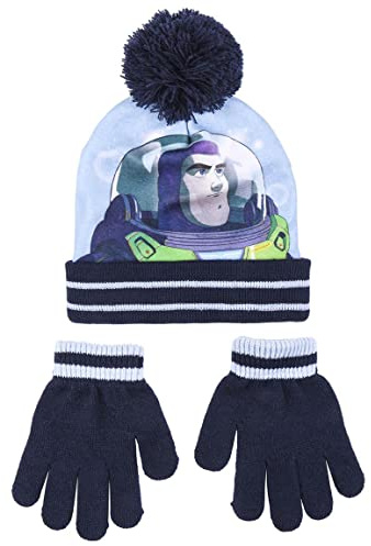 CERDÁ LIFE'S LITTLE MOMENTS - 2teiliges Buzz Lightyear Handschuhe und Mütze Kinder Set - Winter Kleidungsset mit Wintermütze & Handschuhe Jungen in Blau - Offizielle Lizenz von Disney