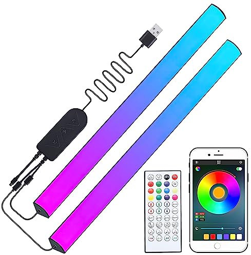 Melofo 2-branched RGB Under Monitor Light Bar Gaming RGB LED Lightbars with Smart APP Bluetooth Remote Control Speed Adjustable Color Changing RGBIC USB Powered Light Bar Desk Light Bar for PC Game