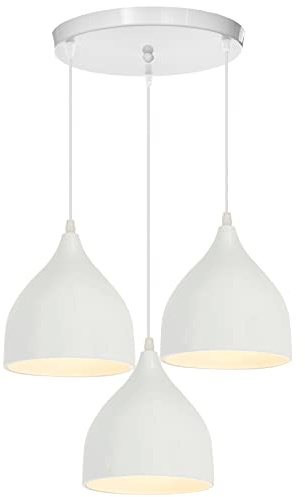 WOTTES 3-Flammig Pendelleuchte Moderne Stil Lampenschirm Industrial Hängeleuchte E27 Deckenlampe Metall Schwarz Beleuchtung Innen Mit rundem Sockel für Schlafzimmer, küche, Wohnzimmer
