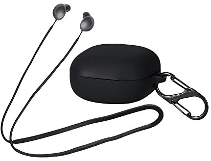 kwmobile 2in1 Set Hülle und Halteband kompatibel mit Samsung Galaxy Buds 2 Case - Kopfhörer Band Strap 80 cm - Schwarz Schwarz