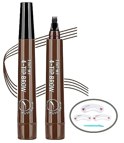 Tukefef Mit Wimperndem Zeh, Vier UndurchläSsige Microblading Augenbrauenstift, 4 wasserdichte Augenbrauen, Vier Naturkundige Oberbrauen Und Ein Stift Zum Abschluss Einer FlüSsigen Augenbra