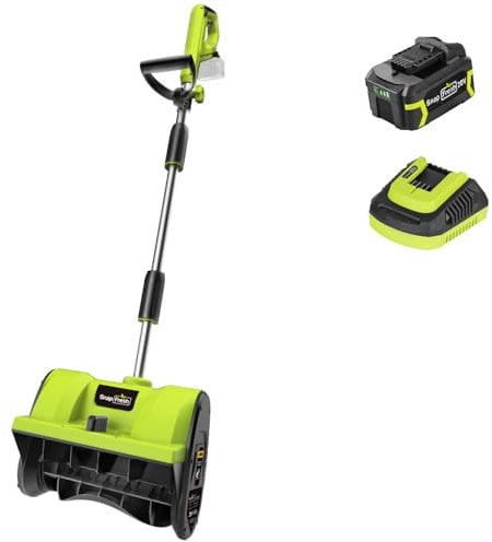 SnapFresh - Pala da neve senza fili, 30,5 cm, 20 V, con batteria 4000 mAh e caricabatterie rapido, manico regolabile, piastra direzionale, lancianeve elettrico portatile per la pulizia del vialetto