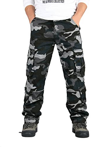 Prime Deals of The Day Today Only Herren Jogginghose Basic Sweatpants Herren Camouflage Outdoor Freizeithose Mehrere Taschen Overalls Taschenhose Große Freizeithose Hose (Navy, XXL)