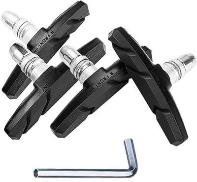 YHT 2 Pairs V Bike Brake Pads,70mm Brake Bicycle Blocks with Hex Nuts and Spacers,Universal Bike Brake Blocks for Mountain Bikes Road Bikes,1 hexagonal spanner included(Black)