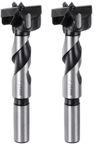 sourcing map 2 PCS Forstner Drill Bit 25mm (31/32) Dia 90mm (3-17/32) Long YG8/C1 Tungsten Carbide Twist Wood Forstner Bits Hole Saw Auger Opener Cutter for Woodworking Drilling