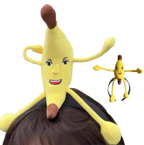 Tuxxjzm Bananen-Stirnband, gelber Bananen-Haarreifen, Foto-Requisiten für Cosplay-Veranstaltungen, Kostümzubehör für Erwachsene, verkleideter Hut, stilvolles Haar-Accessoire