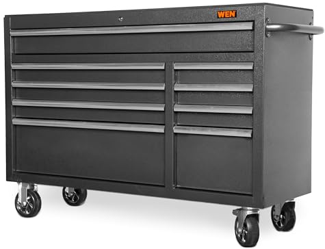 Wen 52-Inch Premium Rolling Tool Cabinet, Black, Heavy Duty 21-Gauge Powder-Coated Steel Construction, for Garage and Workshop (GG532B)