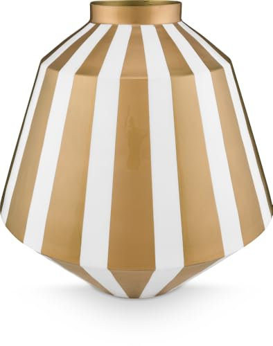 Pip Studio Vase Metall Stripes weiß-Gold 35cm