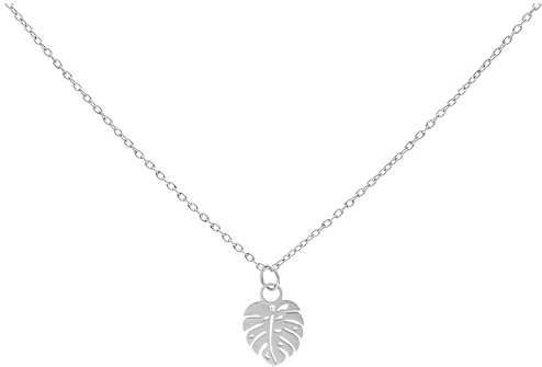 Wildcat Halskette - Monstera Leaf Kette - Silber - Chirurgenstahl 316L - wasserfest, langlebig, hautverträglich, Silber