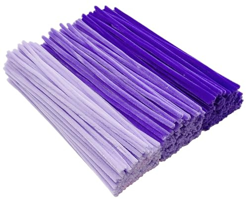 YYUENG TAK 300 Stück Pfeifenreiniger Lila,Pfeifenputzer zum Basteln Lila,3 Verschiedene Violett Chenilledraht 6 mm x 30 cm,Purple Pipe Cleaner Basteln set für DIY Handwerksprojekte und Dekorieren