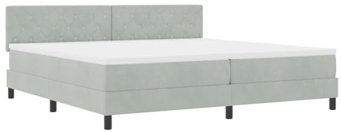 vidaXL Luxuriöses Samt-Doppelbettgestell Hellgrau 200X200 cm Stylisches Polstermöbel Stabile Sperrholzlatten Einfache Montage Modern Luxus Basis Elegant
