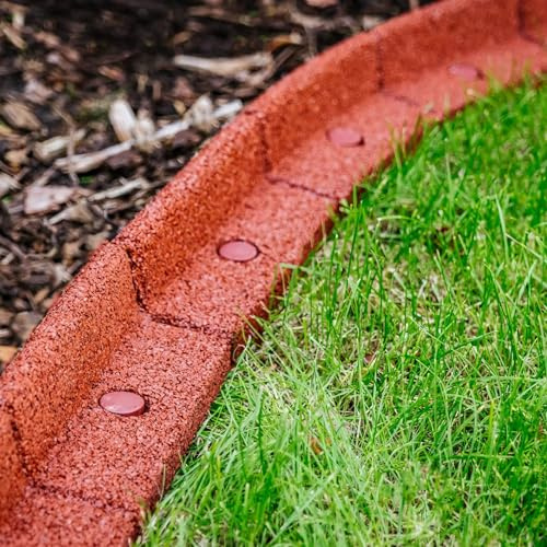 FlexiBorder 4m Terrakotta Rasenkante - Flexible Garteneinfassung für Grasrasen - Wege - erhöhte Umrandungen - Kunstrasen - 4 x 1 m Länge