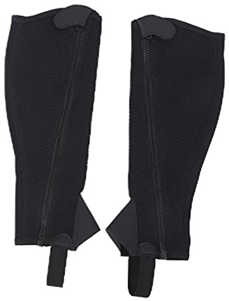 SUNGOOYUE Barn Ridsport Half Chap Flexibel Mesh Konstläder Design Half Chap med Dragkedja Vadgrepp och Hästskydd för Barn Ridning CL Svart 2st