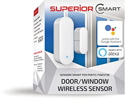 Superior Electronics Sensore Smart per Porte e Finestre - Notifiche in Tempo Reale, Compatibile con Alexa e Google Assistant, Controllo tramite Smart Life App (iOS/Android) - SUPiSW001
