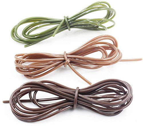 Milepetus Tubes en caoutchouc de 6 m pour pêche à la carpe, 3 couleurs : vert foncé, marron clair, marron foncé, 2 m/lot, 6 m, diamètre 1 mm, fabriqué en caoutchouc durable, taille personnalisable,