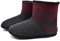 KuaiLu Kaschmir Strickpantoffeln Baumwolle Herren Hohe Hausschuhe warm Indoor-Schuhe Rutschfest,Schwarz Rot,44 EU (UK 10 US 11)