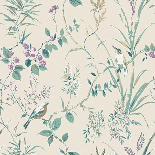 Mariko Teal/Plum Wallpaper