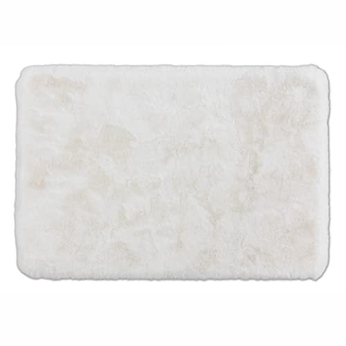 Schöner Wohnen Kollektion Badezimmerteppich 67 x 110 cm – sehr Flauschige Badematte weiß – waschbar und rutschhemmend
