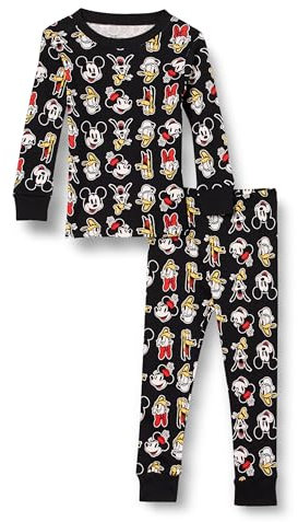 Amazon Essentials Disney | Marvel | Star Wars Set di Pigiama da Notte Attillati in Cotone Bambini e Ragazzi, Mickey And Friends, 10 Anni