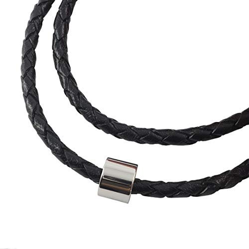 König Design Lederkette Anhänger Lederband Leder-Armband 6 mm Damen Halskette Schwarz 70 cm lang mit Hebeldruckverschluss geflochten