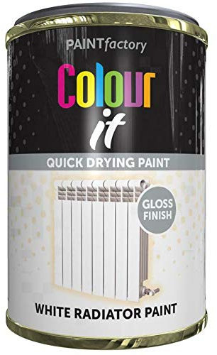 RnT 300ml Paint Matt Tin White Black Paint Iron Gate Gloss Radiator All Purpose for Metal Wood Plastics Living Room Office Garden Household Essentials (White Radiator Tin)