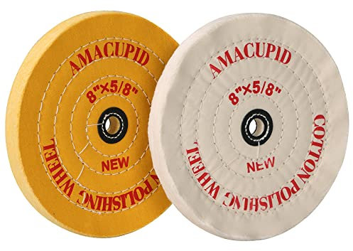 Amacupid Baumwoll-Polierscheiben-Set 200 mm. Für Doppelschleif- und Poliermaschinen. Polieren von Schmuck, Glas, Werkzeugen usw. 16 mm Spindelloch