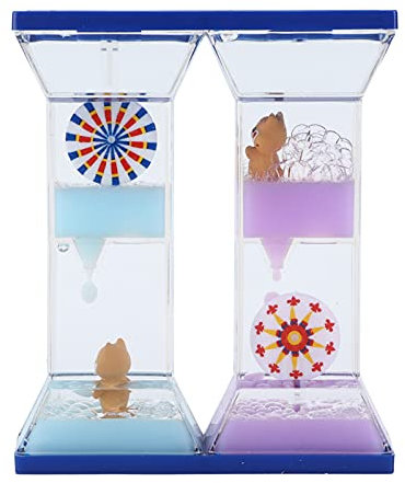 Minuterie de Sablier Sablier Scellé Barboteur de Mouvement Liquide Coloré pour la Décoration de Bureau de Jeu Sensoriel de Chambre à Coucher (4,7 X 3,9 X 1,6 Po)