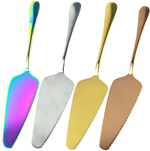 Coltello per Torta in Acciaio Inossidabile,4 Pezzi Paletta per Torta in Acciaio Inox Posate Paletta Torta Cake Server Pala per Torta Seghettata per Cucine, Ristoranti, Feste