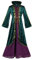 Richolyn Winifred Sanderson Costumes Kleid mit Perücke – Mittelalterliches grünes Samtkleid für Damen – Sanderson Sisters Kostü Halloween Karneval Hexe Cosplay
