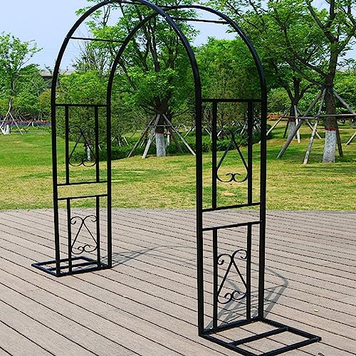Schwarzer Gartenbogen, Schmiedeeisen Rosenbogen, Metall Torbogen Garten Kletterpflanzen, für Partys im Innen Terrassen und Außenbereich, dekorative Spalier-Pergola-Laube ( Color : Nero , Size : 340x23