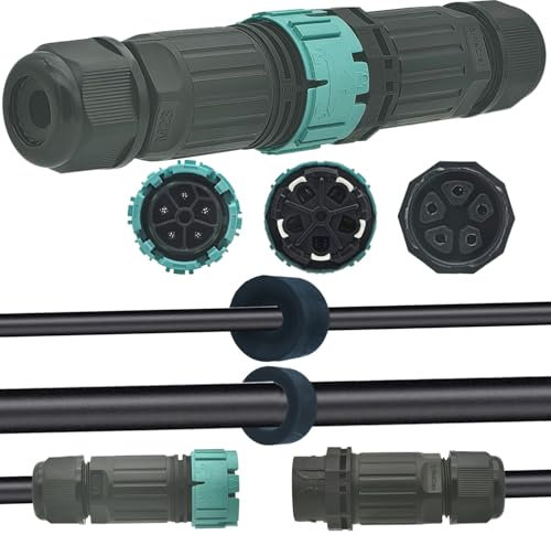 Connecteur Etanche IP68, CTRICALVER Connecteur étanche extérieur, Prises mâles/femelles Connecteur de Câble, Connecteurs de Câbles Étanches pour Câble Ø 9 à 14 mm (5 Pôles)