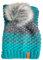 kennydoo Mütze & Schal Set I 2 teilig I Damen Kombi - Beanie mit großem Bommel und Loop I kuschelig gestrickt (blau/petrol)