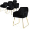 ML-Design Set de 6 Chaises de Salle à Manger, Noir, Assise Rembourrée en Velours, Pieds Dorés en Métal, avec Dossier et Accoudoirs Ergonomiques, Fauteuil Moderne de Salon Bureau Chambre Cuisine