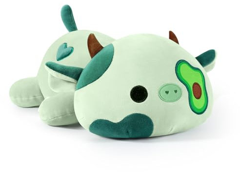 shownicer Peluche de Vaca Kawaii, cojín de Peluche de Vaca lechera, Regalo para niños y niñas a Partir de 12 años (Verde Oscuro, 30 cm)
