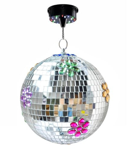 Generic 8-Inch Mirror Disco Ball, Silver Glitter Disco Ball with Hanging Light, Retro Supplies, DJ Dance Light Effect, Christmas Photo Props, Stage Props