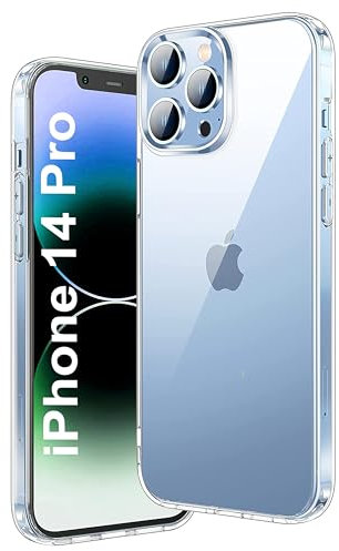 WORLD CONNECTERE Slim Fit Cover for iPhone 14 Pro, Shockproof Ultra-clear Back, Anti-Yellowing Thin Silicone Transparent TPU Phone Gel Case