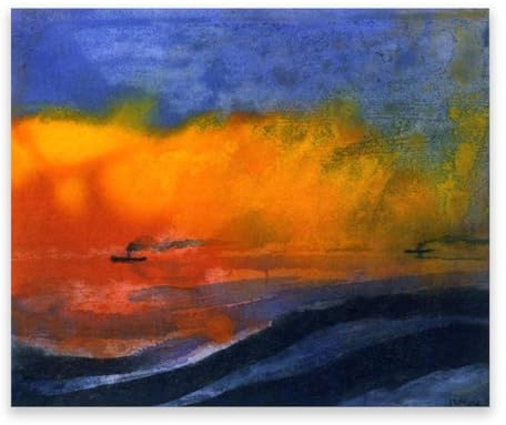 RYLJCZ Abstrakte Berühmte Nolde Gemälde. Poster und Kunstdrucke E. Nolde.（Red Evening Sky） Reproduktion auf Leinwand. Deko Bild für Wohnzimmer 70x85cm(27.6x33.4in) Rahmenlos