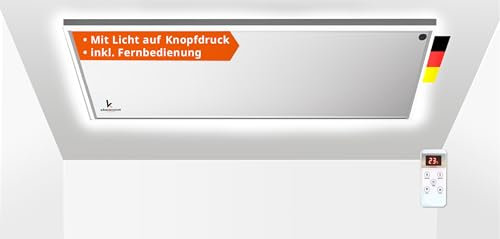 Könighaus LED Infrarotheizung 1000W ✓ Deckenheizung mit LED-Beleuchtung ✓ 5 Jahre Garantie ✓ Doppelter Überhitzungsschutz ✓ Fernbedienung ✓ Helligkeit einstellbar: Kalt-, Neutral-, Warmweiß