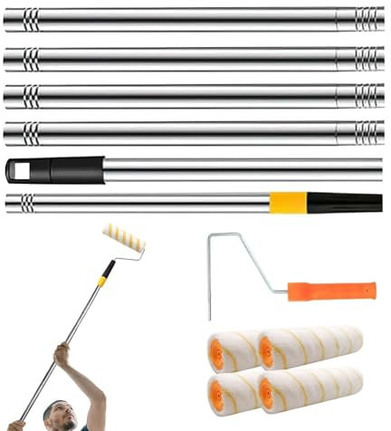 Extension de rouleau de peinture – Extension de pinceau pour peintres | Manche télescopique pour plafond, armoires de cuisine, travaux manuels, métal, petite taille