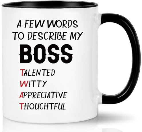 Joymaking Coffee Mug Funny Mugs for Boss Gifts Best Boss Mug Men Women Colleagues - A Few Words to Describe My Boss- Boss Gifts Funny Mug, 12Oz Black