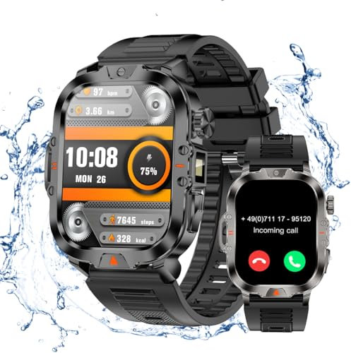 VicBou Orologio Smartwatch Uomo Donna Militare,2.01 HD IPS Orologio Fitness,100+ Modalità Sportive, IP68 Impermeabile orologio cardiofrequenzimetro, con Bluetooth Chiamate, Sonno, per iOS/Android