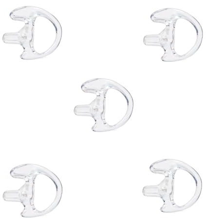 HYSHIKRA Replacement Soft Earmould Earpiece Earbud Air Acoustic Headset Earplug for Walkie Talkie Coil Tube Audio Kits, 5 for Left or Right (Transparent, Medium RIGHT)
