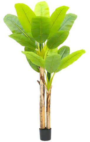 Zstar Bananenbaum Kunstpflanze groß, 190cm Künstliche Tropische Bananenbaum im Topf, Langlebig Blättern Künstliche Pflanzen Deko für Büro, Laden, Wohnung und Party