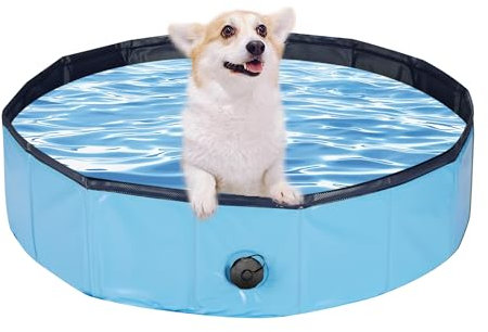 Sensong Piscina para Perros, 160 x 30 CM, Piscina Plegable para Gatos, Antideslizante y Resistente al Desgaste de PVC, para Perros Grandes, Medianos y Pequeños