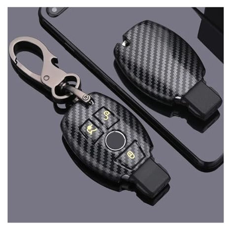 SCSTHRCRA pour M&ercedes pour B&ENZ ABRG Classe GLK GLA W204 W251 W463 W176 Porte-clés Porte-clés Protecteur Voiture 2/3 Boutons Étui De Protection pour Clé Télécommandes Voiture(Gold Buckle,B)